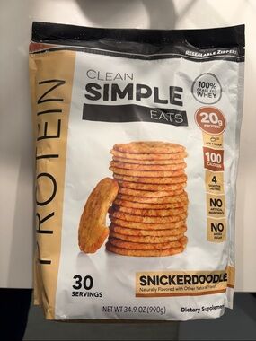 Clean Simple Eats Snickerdoodle Protein Powder - White & Tan Packaging